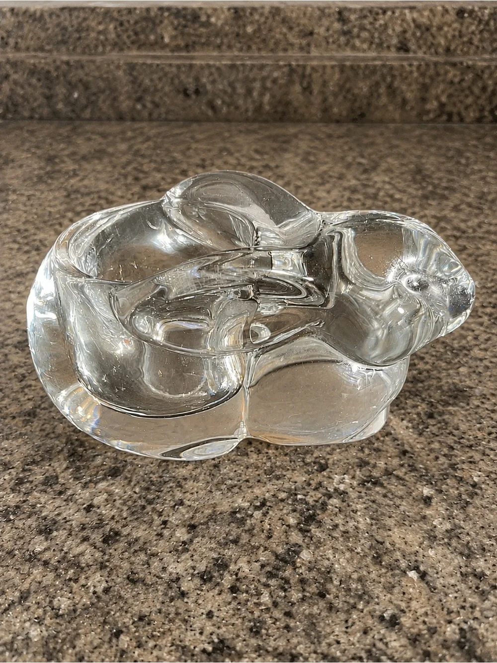 Vintage Heavy Clear Art Glass Votive Candle Holder | Sculptural Glass Tea Light
